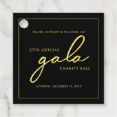 Gala Event Charity Fundraiser Elegant Zwart Goud Bedankjes Labels (Voorkant)