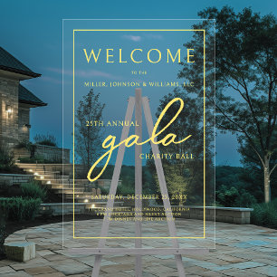 Gala Event Charity Fundraiser Gold Welkom Wis Acryl Bord