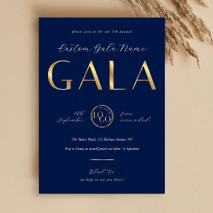 Gala Nacht Navy & Goud Logo Zakelijk Fondsverzamel Kaart