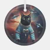 Galactic Cat Astronaut Glas Ornament (Voorkant)