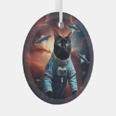 Galactic Cat Astronaut Glas Ornament (Voorkant Rechts)