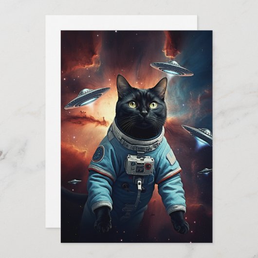 Galactic Cat Astronaut Kaart (Voorkant / Achterkant)