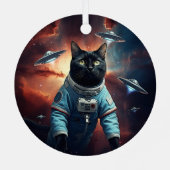 Galactic Cat Astronaut Metalen Ornament (Achterkant)