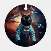 Galactic Cat Astronaut Metalen Ornament (Voorkant)