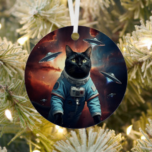 Galactic Cat Astronaut Metalen Ornament