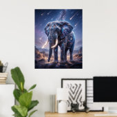 Galactic Elephant Starfall Sky Poster (Thuiskantoor)