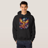 Galactic Fire Phoenix Hoodie T-Shirt Design. (Voorkant volledig)