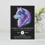 Galactic Glow Wolf Birthday Invitation (Debout devant)