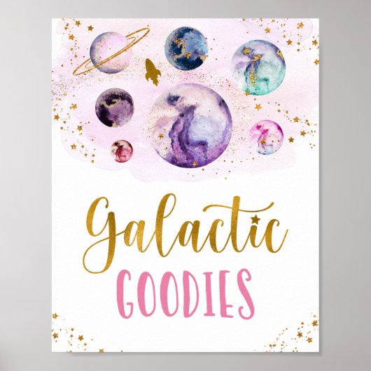 Galactic Goodies Galaxy Pink Gold Space Poster (Voorkant)