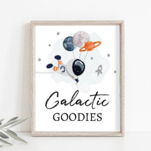 Galactic Goodies Space Party Astronaut Boy Sign Poster