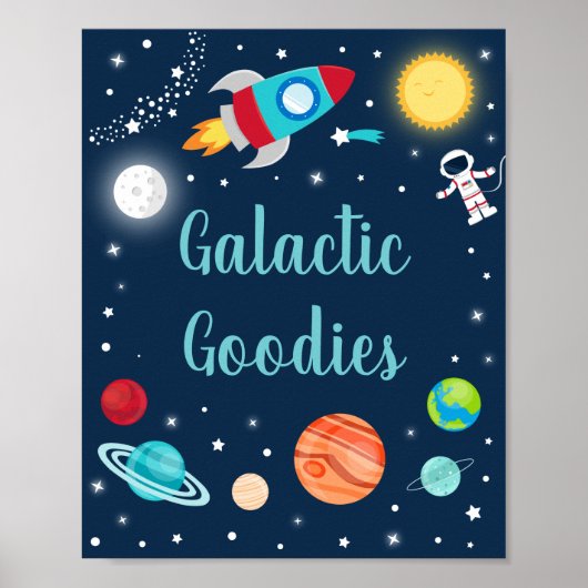 Galactic Goodies Space Rocket Ship Planet Party Poster (Voorkant)