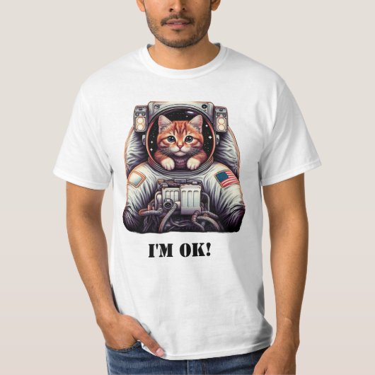 Galactic Meowventure: Grappig Astronaut Cat T-shir T-shirt (Voorkant)