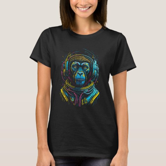 Galactic Primate Explorer Monkey Astronaut Adventu T-shirt (Voorkant)