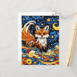 Galactic Red Fox Kind Like Kunst Briefkaart