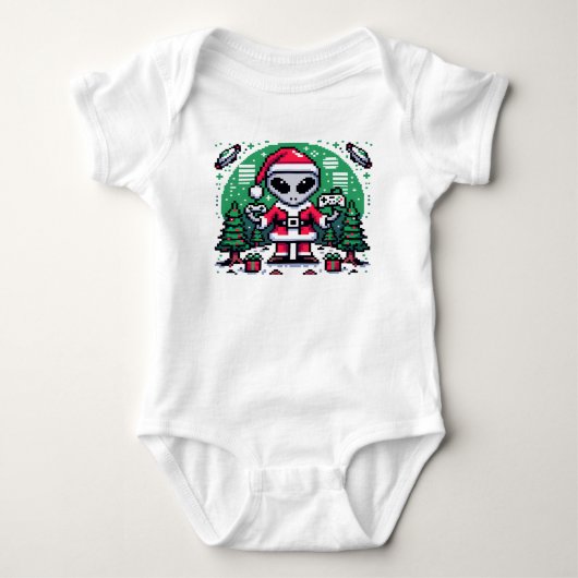 Galactic Santa's Game Night: 8-bit Space Christmas Romper (Voorkant)