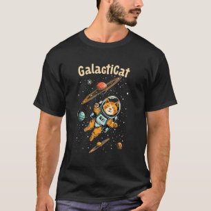 GalactiCat Grafisch - Ruimte Astronaut Kat in Melk T-shirt