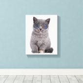 Galactische blik Het Stellar Kat in Zonnebril Canvas Afdruk (Insitu (Houten vloer))