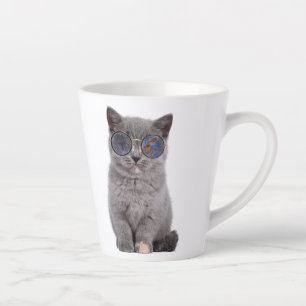Galactische blik Het Stellar Kat in Zonnebril Latte Mok