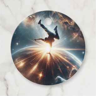 Galactische breakdance explosie in de ruimte bedankjes labels