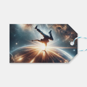 Galactische breakdance explosie in de ruimte cadeaulabel