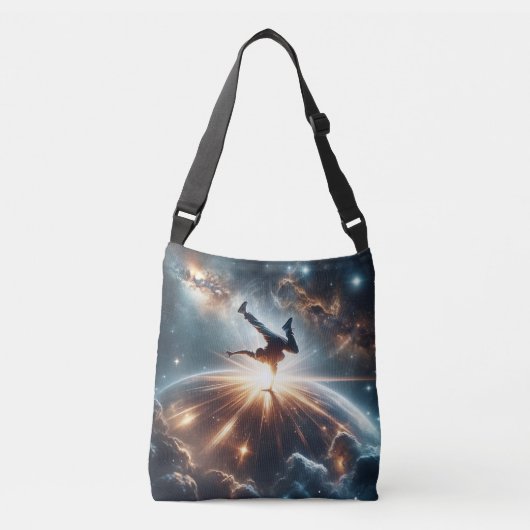 Galactische breakdance explosie in de ruimte crossbody tas (Voorkant)