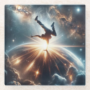 Galactische breakdance explosie in de ruimte glazen onderzetter