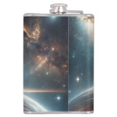 Galactische breakdance explosie in de ruimte heupfles (Achterkant)