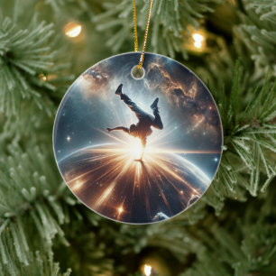 Galactische breakdance explosie in de ruimte keramisch ornament