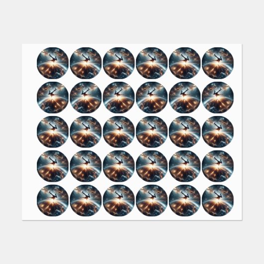 Galactische breakdance explosie in de ruimte labels (Vel)