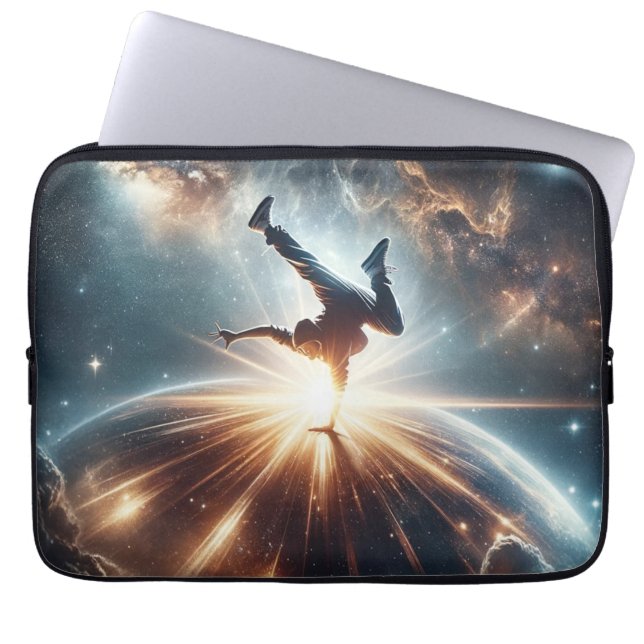 Galactische breakdance explosie in de ruimte laptop sleeve (Voorkant)
