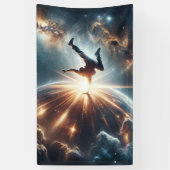 Galactische breakdance explosie in de ruimte spandoek (Verticaal)