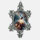 Galactische breakdance explosie in de ruimte tin sneeuwvlok ornament (Links)