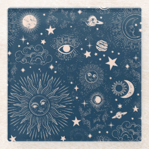 Galactische Constellaties: Ruimtepatroon ontwerp Glazen Onderzetter
