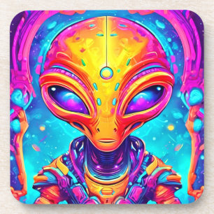 Galactische Cyborg Alien met Neon Glow Bier Onderzetter
