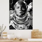 Galactische dromer: astronautenmeisje poster (Keuken)