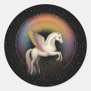 Galactische Eenhoorn Regenboog Gekleurde Sterren D Ronde Sticker