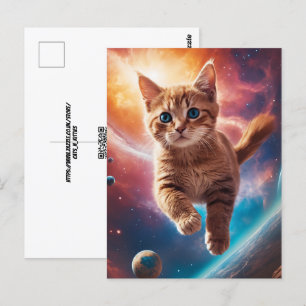 Galactische Ginger Taby in een kosmische ruimte av Briefkaart