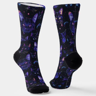 Galactische Katten - Cosmic Feline Galaxy Pattern Sokken
