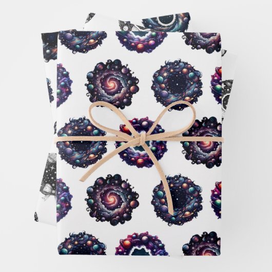 Galactische Kerst Verpakking Papieren Set – Celest Inpakpapier Vel (In situ)