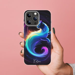 Galactische Neon Kat Mystieke Kosmische Glow iPhone 11 Hoesje