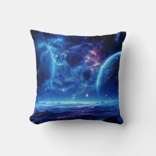 Galactische Oase: Blauwe Nebula Stellar Landschap Kussen