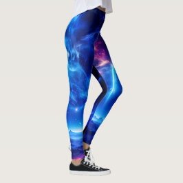 Galactische Oase: Blauwe Nebula Stellar Landschap Leggings