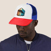 Galactische omkering: UFO zweeft boven retro bos Trucker Pet (In situ)