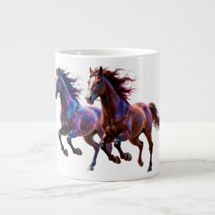 Galactische Rennende Neon Mystieke Paarden Paar F Extra Grote Beker