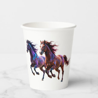 Galactische Rennende Neon Mystieke Paarden Paar F Papieren Bekers