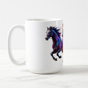 Galactische rennende neon mystieke paarden Paar Fa Koffiemok