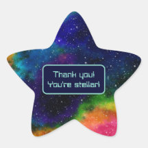 Galactische Sci-Fi Bruiloft Dank-u Stickers