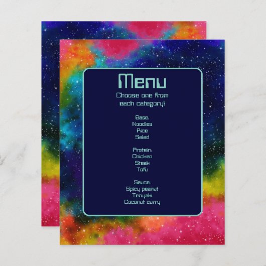 Galactische Sci-Fi Bruiloft Menu (Voorkant / Achterkant)