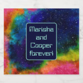 Galactische Sci-Fi bruiloft Sparkling Wijnetiket (Enkel label)