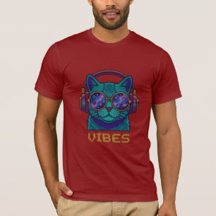 Galactische Vibe Kat Koptelefoon T-shirt